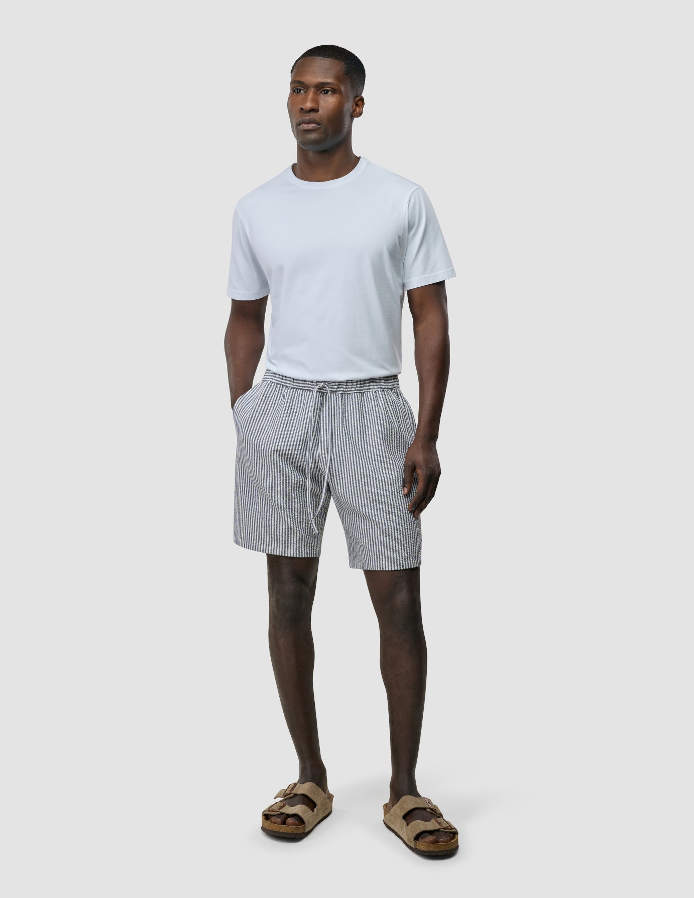 Seersucker Shorts Navy Stripes